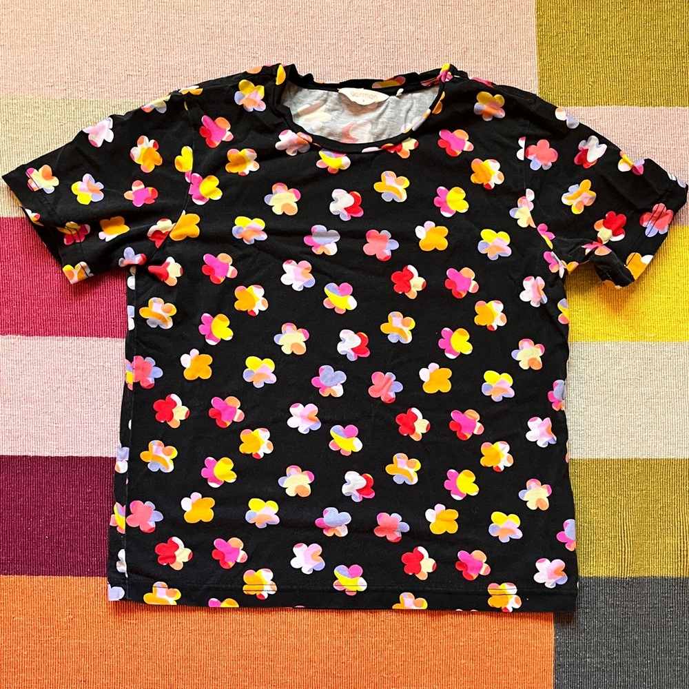 gorman Black Short Sleeve Tee with Multicolor Floral Print